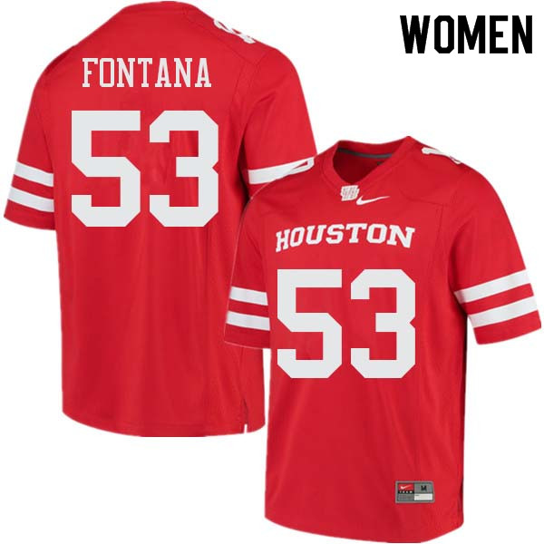 Women #53 Alex Fontana Houston Cougars College Football Jerseys Sale-Red - Click Image to Close